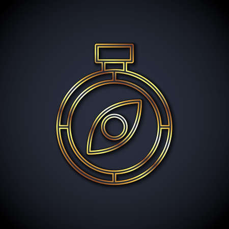 Gold line Compass icon isolated on black background. Windrose navigation symbol. Wind rose sign. Vectorのイラスト素材