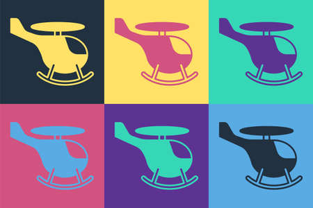 Pop art Helicopter aircraft vehicle icon isolated on color background. Vectorのイラスト素材