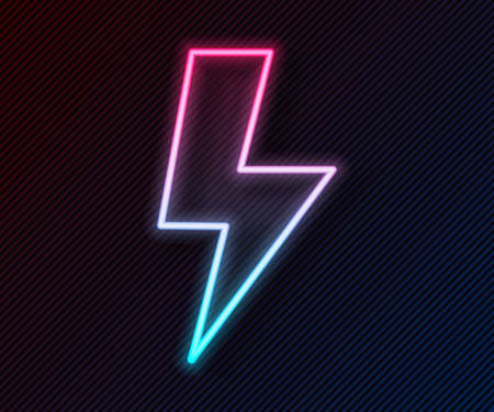 Glowing neon line Lightning bolt icon isolated on black background. Flash sign. Charge flash icon. Thunder bolt. Lighting strike. Vectorのイラスト素材