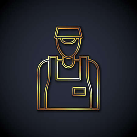 Gold line Seller icon isolated on black background. Vectorのイラスト素材