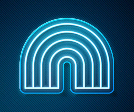 Glowing neon line Rainbow icon isolated on blue background. Vectorのイラスト素材