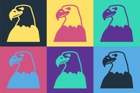 Pop art Eagle head icon isolated on color background. Animal symbol. Vector