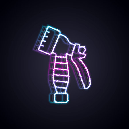 Glowing neon line Water spray bottle icon isolated on black background. Sprinkler for ironing. Vectorのイラスト素材