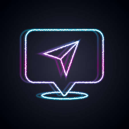 Glowing neon line Infographic of city map navigation icon isolated on black background. Interface concept design. Geolocation concept. Vectorのイラスト素材