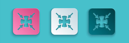 Paper cut Target financial goal concept icon isolated on blue background. Symbolic goals...