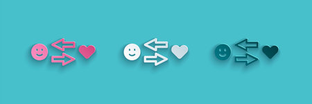 Paper cut Romantic relationship icon isolated on blue background. Romantic relationship or pleasant...