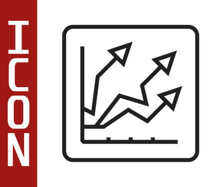 Black line Financial growth increase icon isolated on white background. Increasing revenue. Vectorのイラスト素材