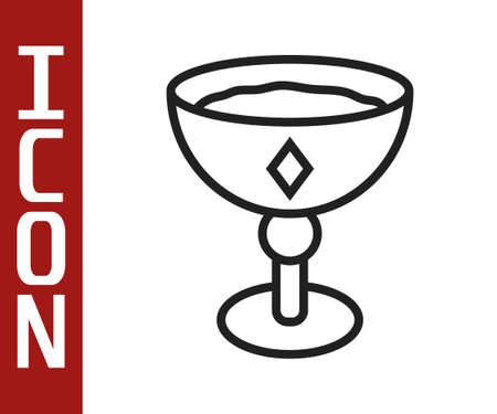 Black line Medieval goblet icon isolated on white background. Vectorのイラスト素材