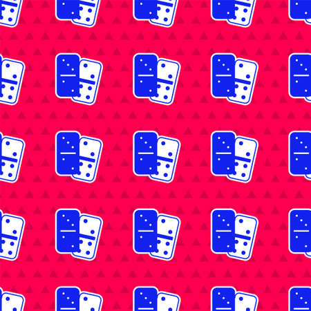 Blue Domino icon isolated seamless pattern on red background. Vectorのイラスト素材