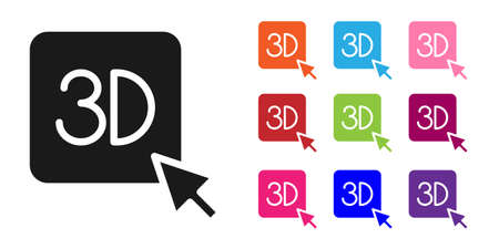 Black 3D printer icon isolated on white background. 3d printing. Set icons colorful. Vectorのイラスト素材