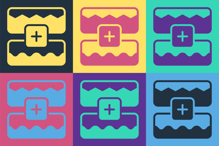 Pop art Music wave equalizer icon isolated on color background. Sound wave. Audio digital equalizer technology, console panel, pulse musical. Vectorのイラスト素材