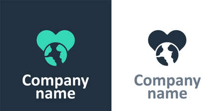 Logotype The heart world - love icon isolated on white background. Logo design template element. Vectorのイラスト素材