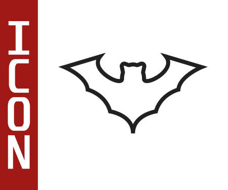 Black line Flying bat icon isolated on white background. Vectorのイラスト素材