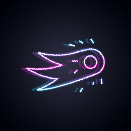 Glowing neon line Fireball icon isolated on black background. Vectorのイラスト素材