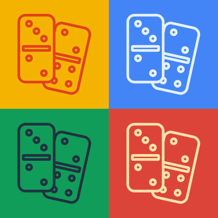 Pop art line Domino icon isolated on color background. Vectorのイラスト素材