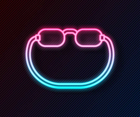 Glowing neon line Eyeglasses icon isolated on black background. Vectorのイラスト素材