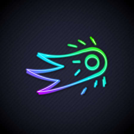 Glowing neon line Fireball icon isolated on black background. Vectorのイラスト素材