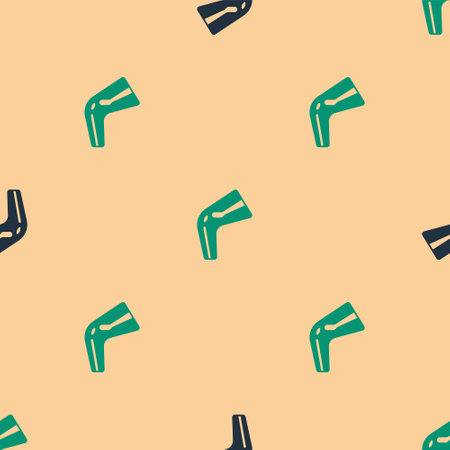 Green and black Bone pain icon isolated seamless pattern on beige background. Orthopedic medical. Disease of the joints and bones, arthritis. Vectorのイラスト素材