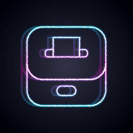 Glowing neon line Vote box or ballot box with envelope icon isolated on black background. Vectorのイラスト素材