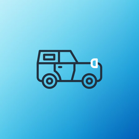 Line Off road car icon isolated on blue background. car sign. Colorful outline concept. Vectorのイラスト素材