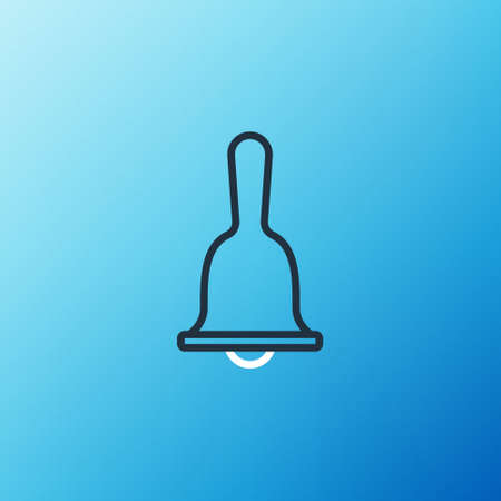 Line Hotel service bell icon isolated on blue background. Reception bell. Colorful outline concept. Vectorのイラスト素材