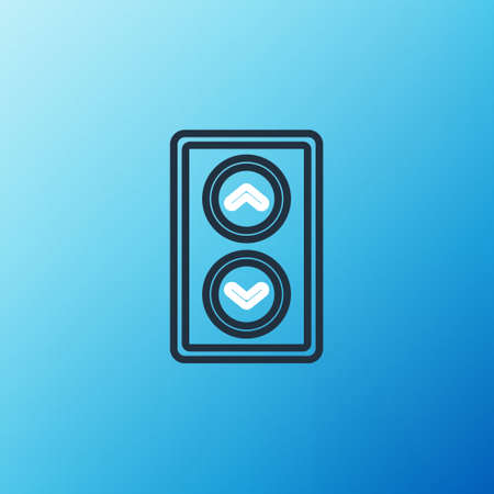 Line Lift icon isolated on blue background. Elevator symbol. Colorful outline concept. Vectorのイラスト素材