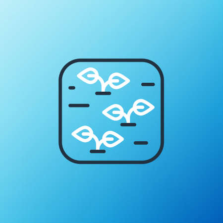 Line Plant icon isolated on blue background. Seed and seedling. Leaves sign. Leaf nature. Colorful outline concept. Vectorのイラスト素材