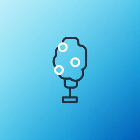 Line Tree with apple icon isolated on blue background. Agricultural plant. Organic farm product. Gardening theme. Colorful outline concept. Vectorのイラスト素材