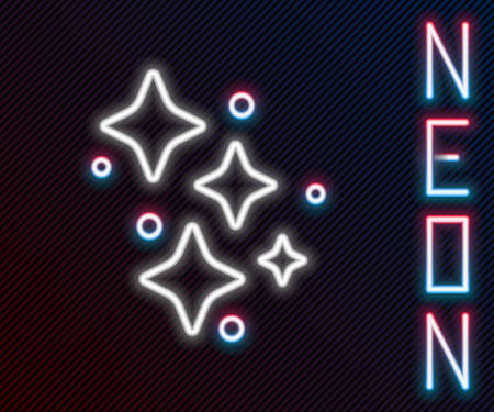 Glowing neon line Sparkle stars with magical glitter particles icon isolated on black background. Magic christmas decoration. Colorful outline concept. Vectorのイラスト素材