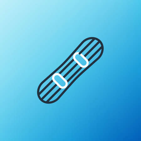 Line Snowboard icon isolated on blue background. Snowboarding board icon. Extreme sport. Sport equipment. Colorful outline concept. Vectorのイラスト素材