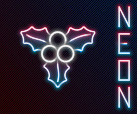 Glowing neon line Branch viburnum or guelder rose icon isolated on black background. Merry Christmas and Happy New Year. Colorful outline concept. Vectorのイラスト素材