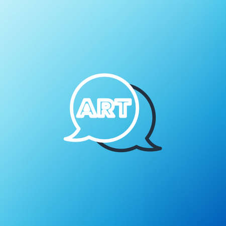 Line Speech bubble with text art icon isolated on blue background. Message icon. Communication or comment chat symbol. Colorful outline concept. Vectorのイラスト素材