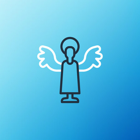 Line Angel icon isolated on blue background. Colorful outline concept. Vectorのイラスト素材