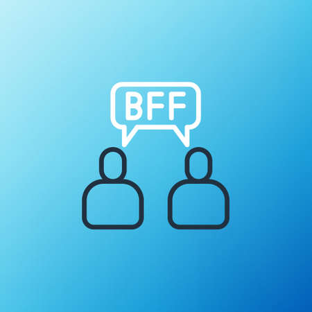 Line BFF or best friends forever icon isolated on blue background. Colorful outline concept. Vectorのイラスト素材