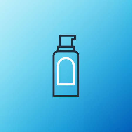 Line Spray can for hairspray, deodorant, antiperspirant icon isolated on blue background. Colorful outline concept. Vectorのイラスト素材