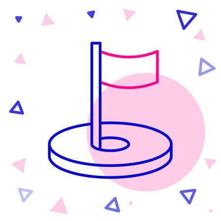 Line Golf hole with flag icon isolated on white background. Colorful outline concept. Vectorのイラスト素材