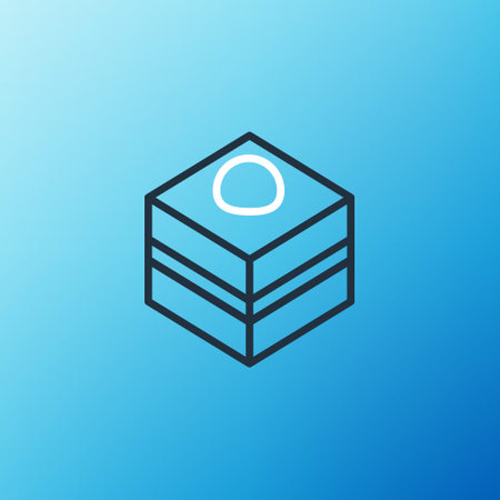 Line Brownie chocolate cake icon isolated on blue background. Colorful outline concept. Vectorのイラスト素材