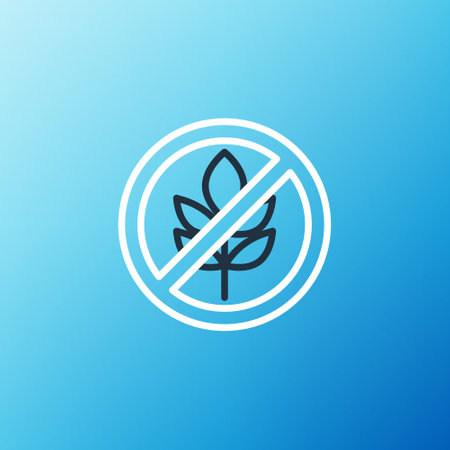 Line Gluten free grain icon isolated on blue background. No wheat sign. Food intolerance symbols. Colorful outline concept. Vectorのイラスト素材