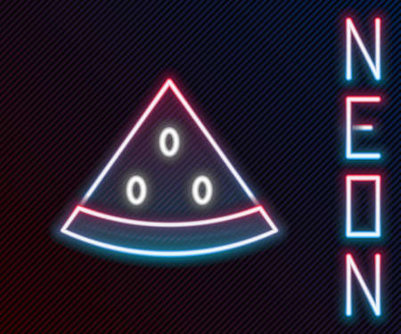 Glowing neon line Watermelon icon isolated on black background. Colorful outline concept. Vectorのイラスト素材