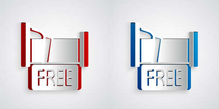 Paper cut Free overnight stay house icon isolated on grey background. Paper art style. Vectorのイラスト素材