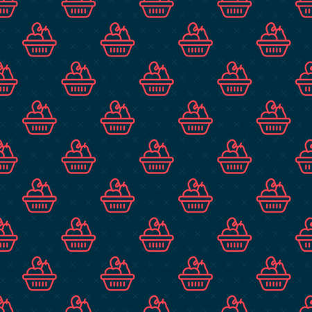 Red line Donation food box icon isolated seamless pattern on black background. Vectorのイラスト素材
