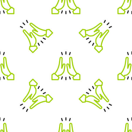 Line Informal greeting icon isolated seamless pattern on white background. Happy people giving high five. Vectorのイラスト素材