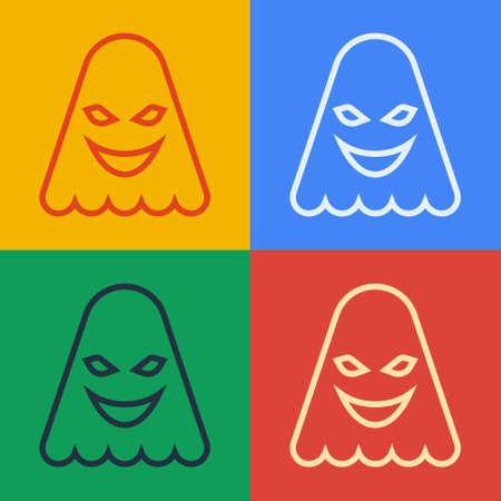Pop art line Ghost icon isolated on color background. Vectorのイラスト素材