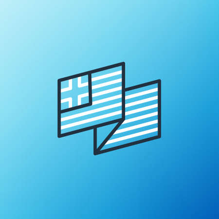 Line Greece national flag icon isolated on blue background. Colorful outline concept. Vectorのイラスト素材