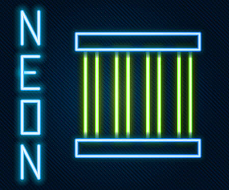 Glowing neon line Prison window icon isolated on black background. Colorful outline concept. Vectorのイラスト素材