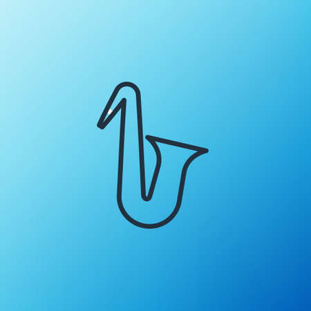 Line Musical instrument saxophone icon isolated on blue background. Colorful outline concept. Vectorのイラスト素材