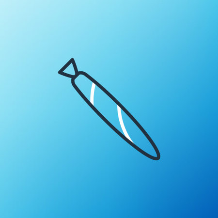 Line Marijuana joint, spliff icon isolated on blue background. Cigarette with drug, marijuana cigarette rolled. Colorful outline concept. Vectorのイラスト素材