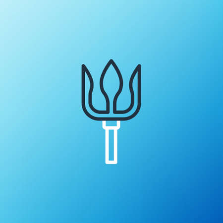 Line Neptune Trident icon isolated on blue background. Colorful outline concept. Vectorのイラスト素材