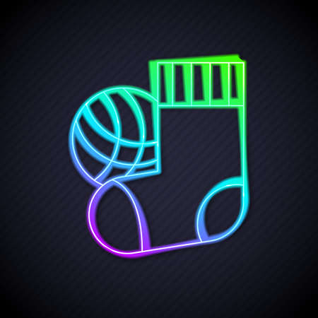 Glowing neon line Socks icon isolated on black background. Vectorのイラスト素材