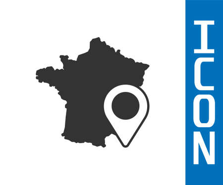 Grey Map of France icon isolated on white background. Vectorのイラスト素材